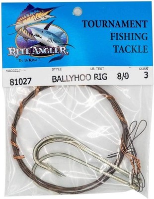 Rite Angler Tournament Fishing Tackle Ballyhoo Rig 8/0 Model 81027 NEW 3 Pack