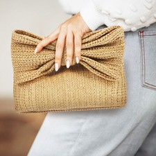  Borsetta Di Paglia Pochette in Con Manico Borsa Da Spiaggia Estiva