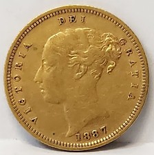 AUSTRALIA 1887 SYDNEY GOLD HALF SOVEREIGN , KEY RARE DATE ##02
