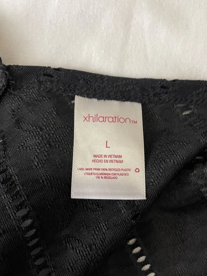 Vestido Xhilaration Negro Crochet Encaje Natación Cubrir L Playa Piscina Vacaciones Boho Foto 3 de 4