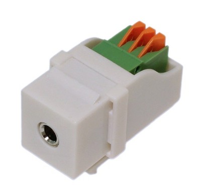 Keystone Jack Insert  BLOCK - 3.5mm Stereo Audio Block Connector  White