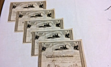 5 - 1858 Baltimore & Ohio Railroad Company Stock Certificates $100 a Share