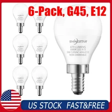 6-Pack G45 Ceiling Fan Light Bulbs Globe Candelabra 5W 40W Equivalent E12 5000K
