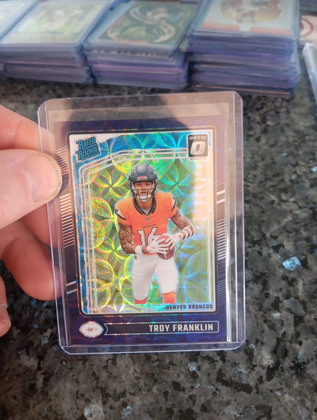 2024 Panini Donruss Optic Rated Rookie Troy Franklin #294 Blue Scope Broncos