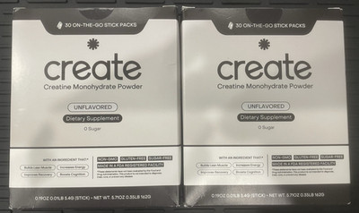 (2) Create - Single Serve Creatine Monohydrate Powder   5.4g - 60 STICKS 5.71 Oz