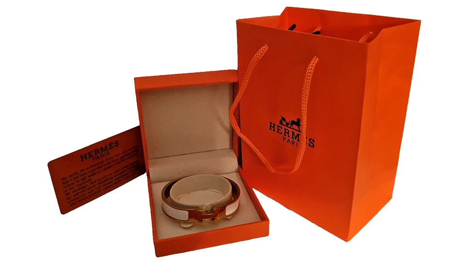 HERMES ARMBAND CLIC H, NEU, WEISS / GOLD, OVP MIT KARTON + KAUFBELEG 2025, 660 E - Bild 3 von 4