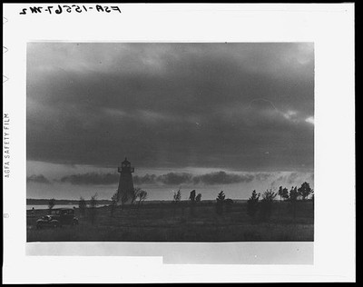 Mattapoisett Massachusetts 1940 Buzzards Bay Lighthouse Dusk Landscape
