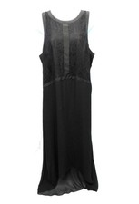 BCBG BCBGeneration L NWT Black Lace Stripe Sleeveless Maxi Dress Asymmetric Hem