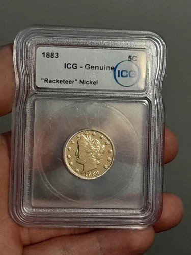 1883 Liberty V "Racketeer" Nickel Type 1 No Cents ICG Genuine Gold Plated Coin
