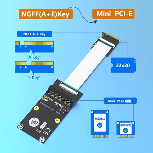 M.2 key A+E/B+M to Mini PCI-E Adapter Extension Cable WIFI Network Converter - Afbeelding 2 van 9