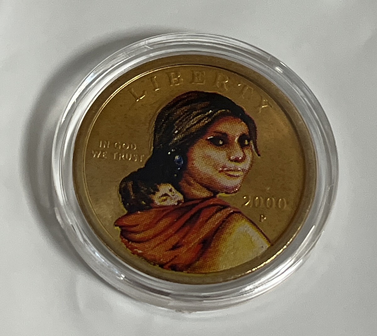 2000 P Sacagawea One Dollar Coin (Colorized) Mint, Encased in