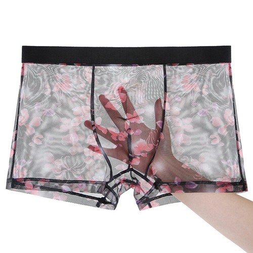 Men Boxers Mid-rise Panties Ice Silk Underwear Men Transparent Briefs Underpan L - Picture 15 of 20