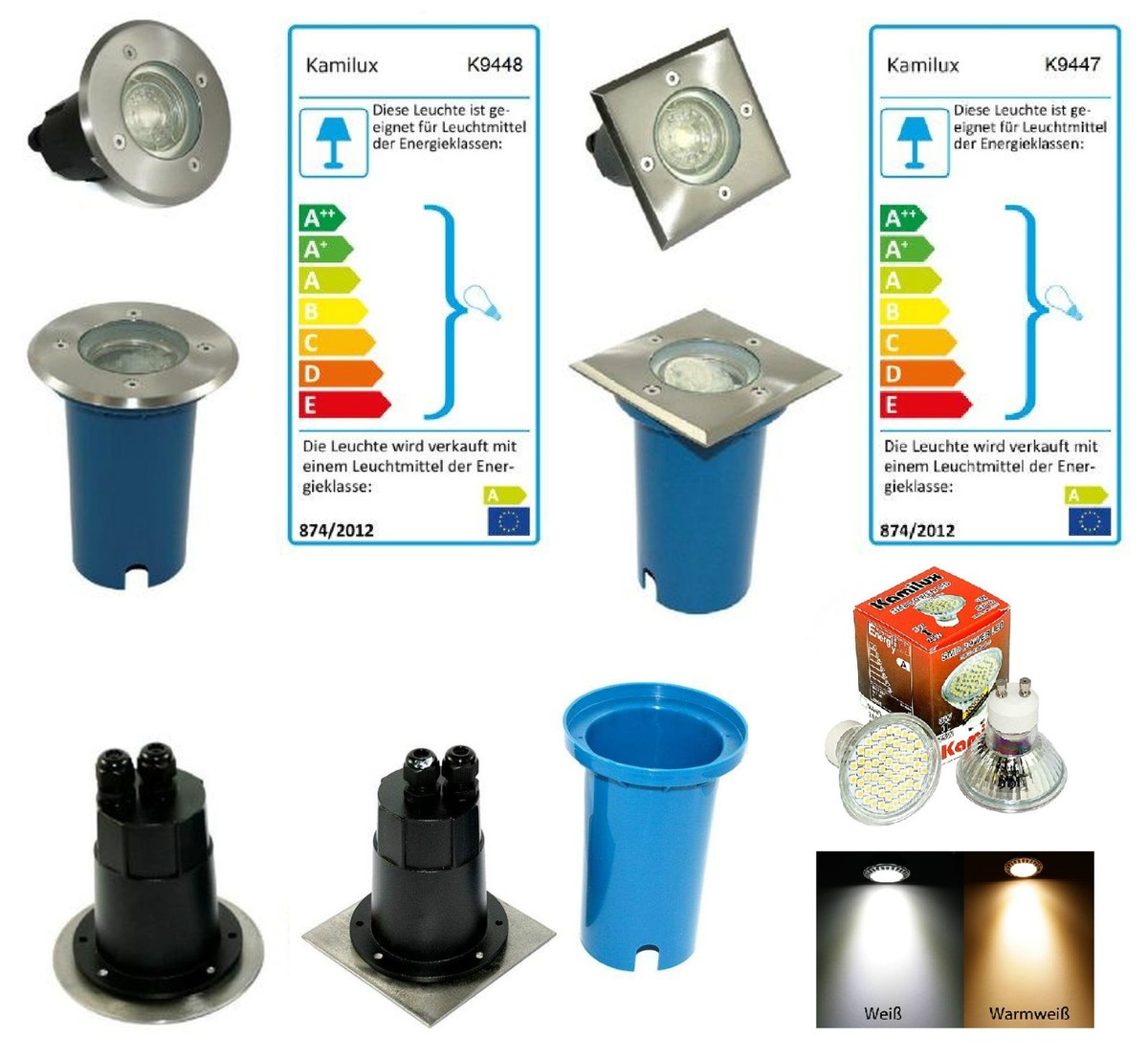4x LED Bodeneinbaustrahler 3W, IP67, 12V – Warmweiß, Für Garten, Terrasse & Wege