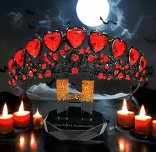 Evil Queen of Heart Tiara, Red Heart Crown, Witch Headband, Costume Headpiece
