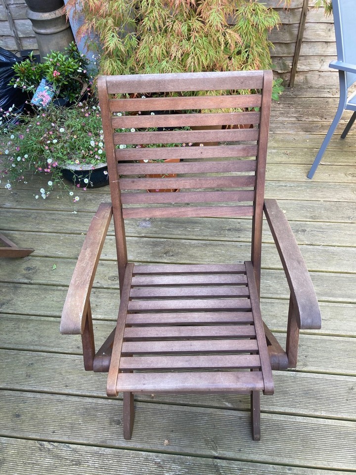 Set of four wooden, folding, garden chairs eBay