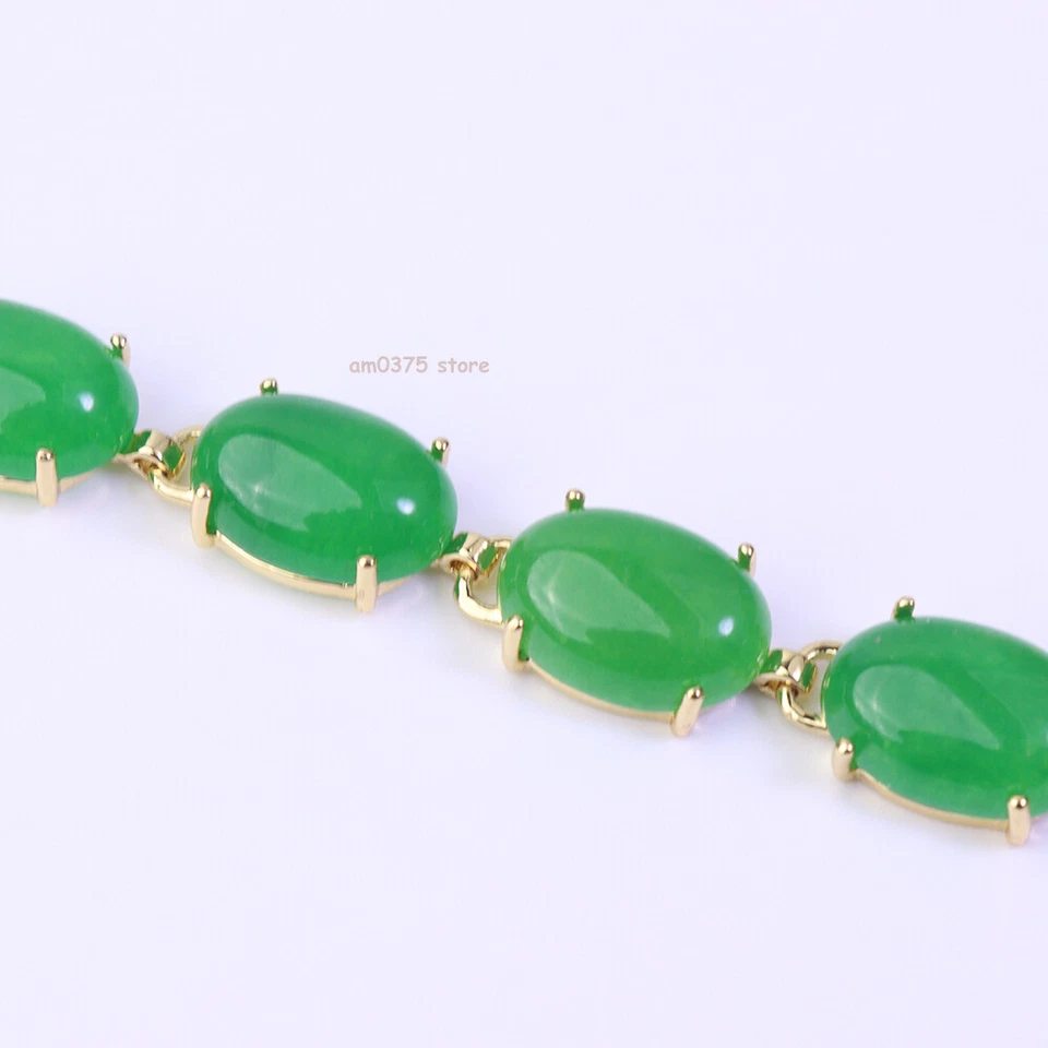 Brazalete de jadeíta de cuarzo de cobre chapado en oro amarillo de 7,28 pulgadas de L Foto 3 de 4