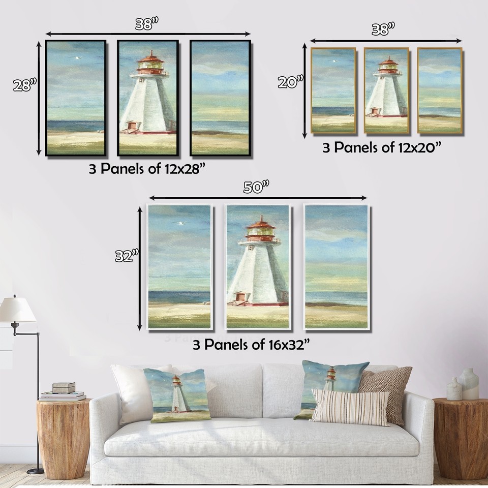 Designart "Nautical Lighthouse III" Nautical & Coastal Framed Canvas