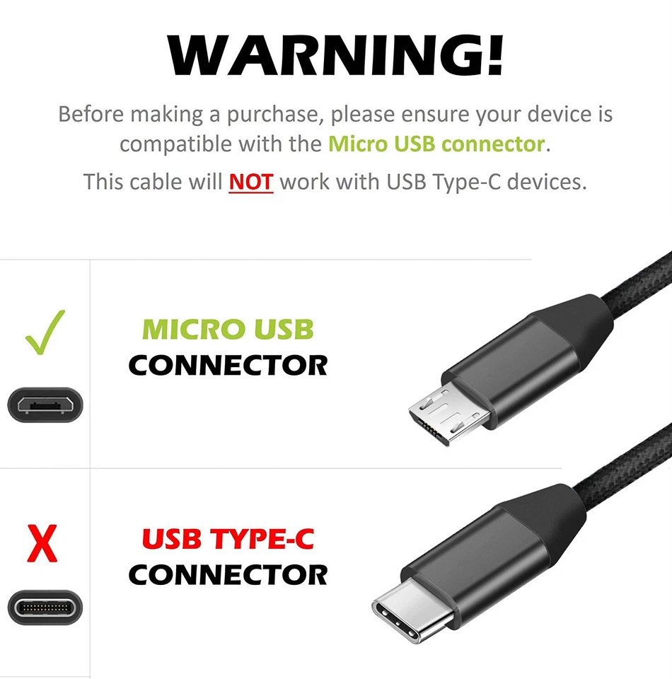 .7/3/6Ft Braided Micro USB 2.0 Fast Charging And Data Sync Cable For Cell Phones - Image 3 of 4