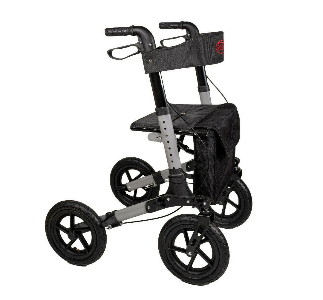 Antar Premium Rollator Leichtgewicht Silber 3 Fach Faltbar Rückengurt