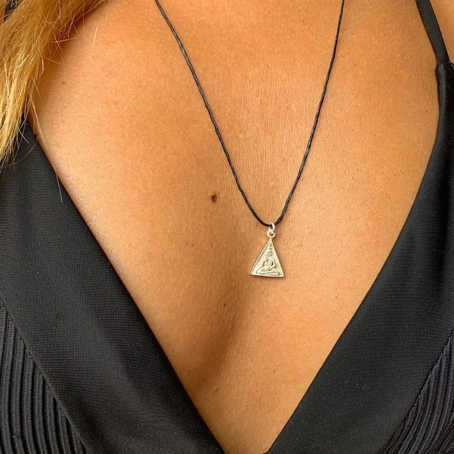 Buddha triangle small silver pendant necklace eBay