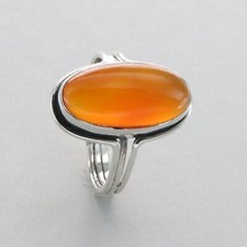 Oval Orange CARNELIAN Cornelian Ring - Multiple Sizes - 925 STERLING SILVER 45e