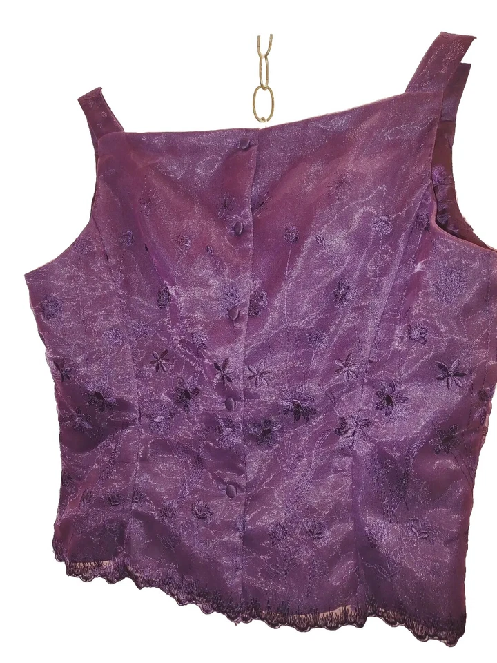 Top vintage Jessica McClintock para mujer talla 16 bordado ajustado Millennium Foto 2 de 4