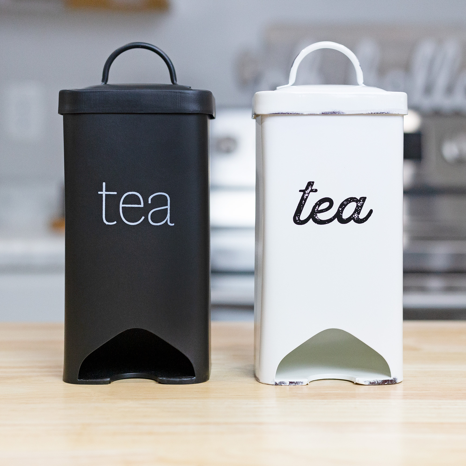 Farmhouse Enamelware Tea Bag Holder; Black Caddy Tea Sachets Dispenser