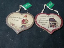 Pair Kurt Alder Wooden Heart Christmas Ornaments Sayings/Quotes