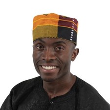 Kente Koofi African Multi color Hat. Unisex 22 -24' Circumference.