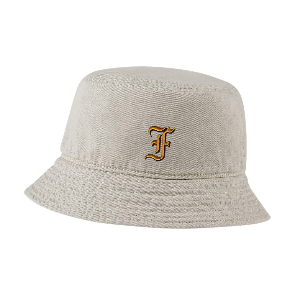 Vintage Washed Cotton Bucket Hat with Old English F Embroidery for Men and Women