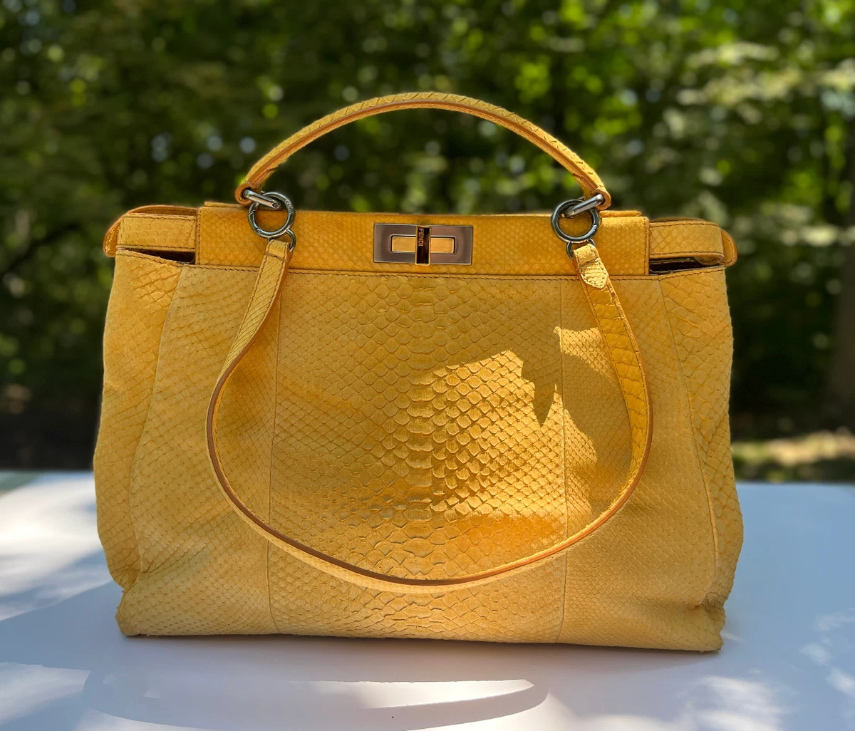 Fendi Yellow Micro Peekaboo Handle Bag