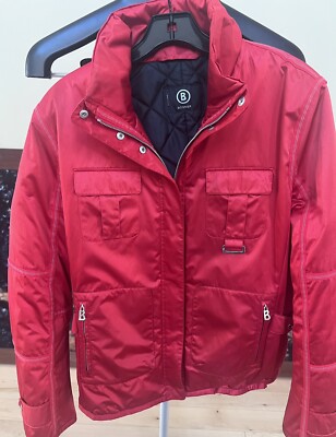 Rare Vintage Bogner Satin-feel Red Ski Jacket, Size 10 Ladies, Detachable Hood
