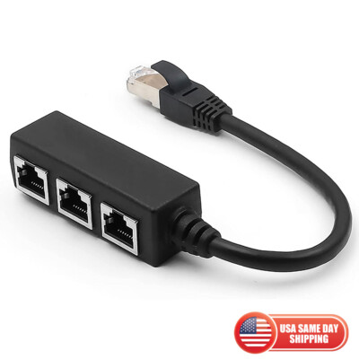 RJ45 LAN Ethernet Splitter Adapter 1 to 3 Port Cable Network LAN PC Connector