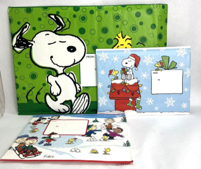 Lot of 3 USPS Ready Post Snoopy Woodstock Christmas Holiday Bubble Mailers