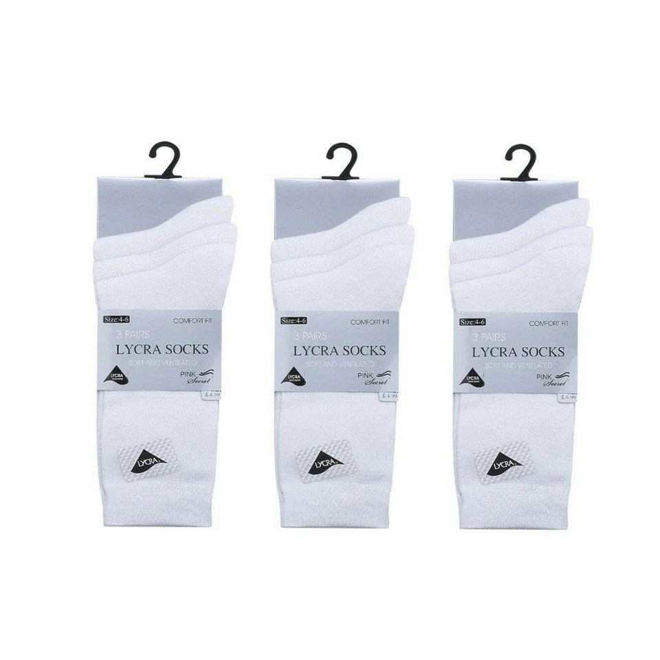 Nuevos 6 pares de calcetines al tobillo blancos lisos para damas mujeres niñas mezcla algodón adultos 4-8 Foto 2 de 2