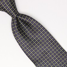 John G Hardy Mens Silk Necktie Blue Green White Dotted Check Weave Woven Tie