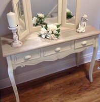 Shabby Chic French Vintage Style Console Dressing Hall Table With Three Drawers Shabby Chic French Vintage Style Console Dressing Hall Table With Three Drawers