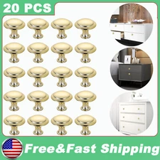 20 X  Gold Kitchen Cabinet Knobs Round Drawer Pulls Stainless Steel Handles US