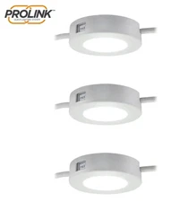 ProLink Plug-in LED Under Cabinet Puck Lights 3-Pack 55214 White Sealed