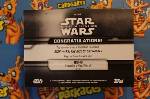 STAR WARS THE RISE OF SKYWALKER COMMEMORATIVE MEDALLION CARD MC-DB BB-8 WITH D-O - Picture 2 of 2