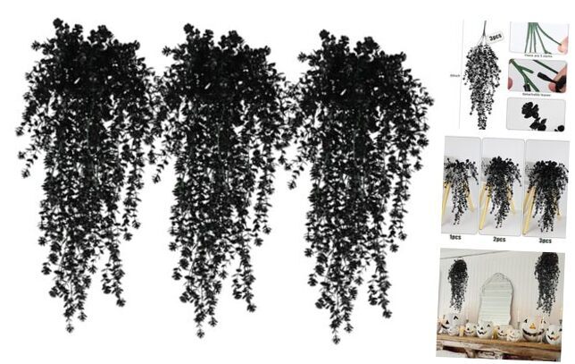 Hanging Flowers Faux Artificial Hanging Plant Fake Hanging Plants Black