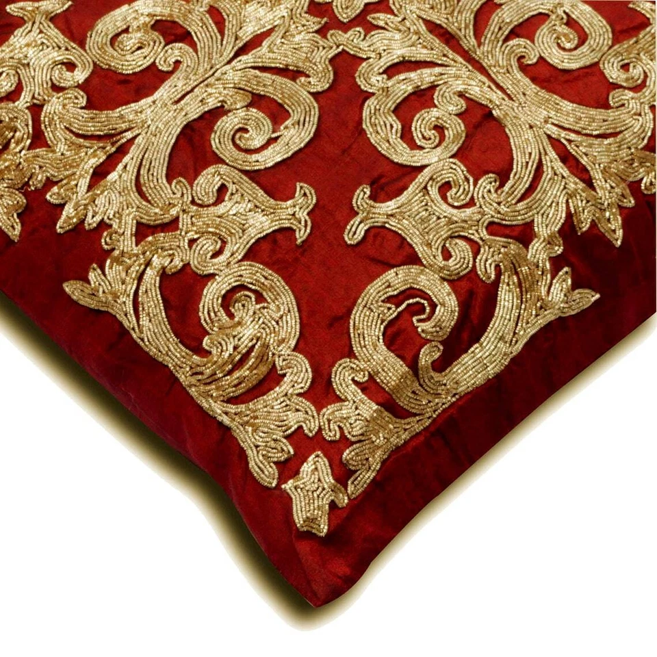 Square Decorative Pillow Case Red 16"x16", Sofa Decor Silk Fabric - Admirable - Image 2 of 4