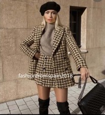 ZARA NEW WOMAN TEXTURED DOUBLE-BREASTED BLAZER BEIGE BROWN XS-XL 9146/622