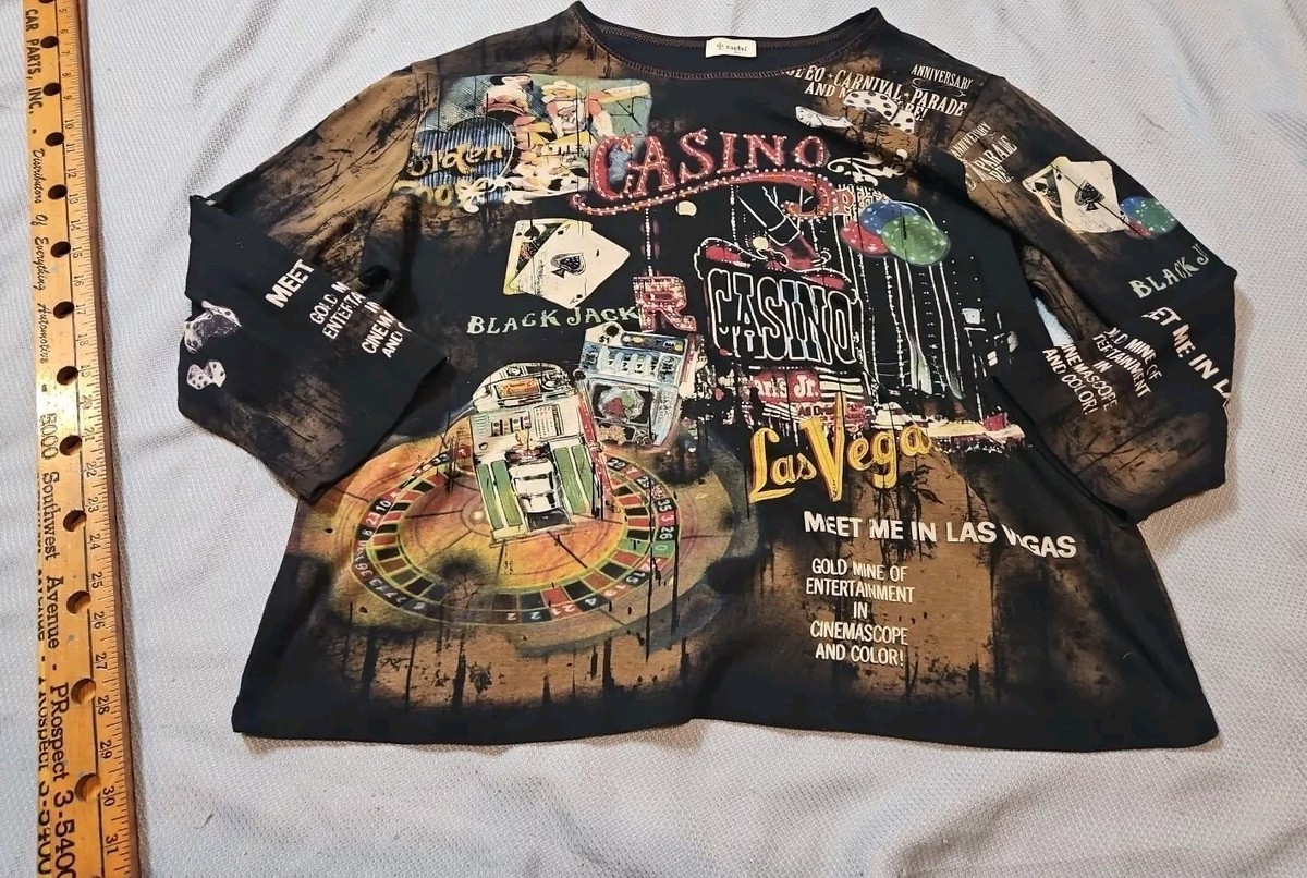 Vintage 90S Cactus Shirt Womens Size 2X Black Las Vegas Graphic 