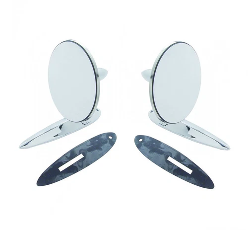 50s-60s Accessory 55-57 Chevy Outside Door Chrome CONVEX Rear View Mirrors Pair