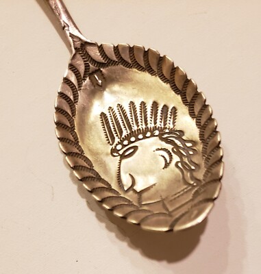Vintage Fred Harvey Native American Sterling Silver Spoon - Indian