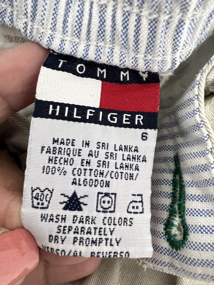 Pantalones de vestir vintage Tommy Hilfiger para niño cintura elástica pierna recta caqui talla 6 Foto 4 de 4