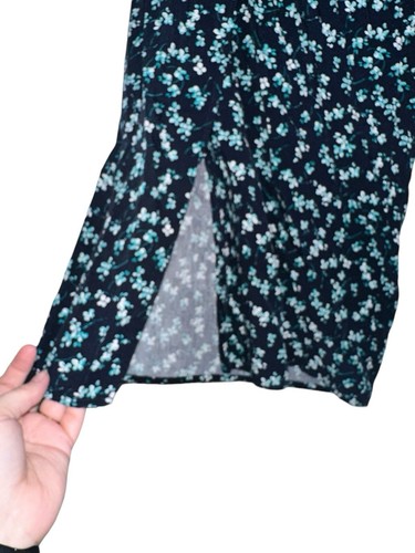 J Jill Womens Blue Ditsy Floral Wide Leg Split Pants Size L Elastic Waist - Picture 2 of 7