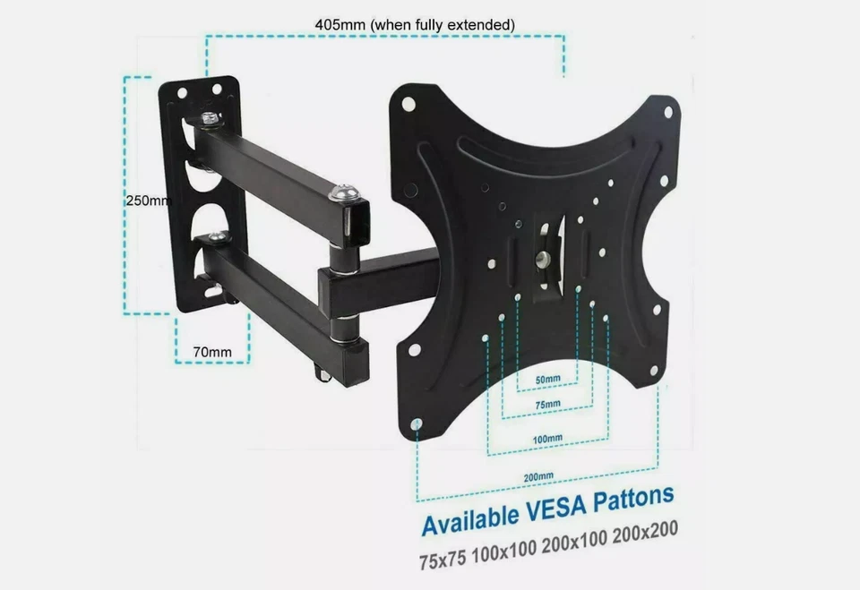 TV Wall Bracket Tilt Swivel For 14 15 20 23 25 30 32 38 40 42 Plasma LCD LED 3D - Image 3 of 4