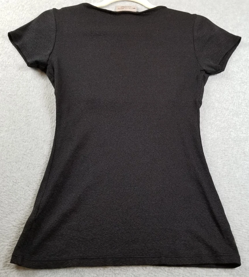 Pullover elástico Michael Stars Top para mujer OS talla única negro manga corta cuello en V Foto 4 de 4